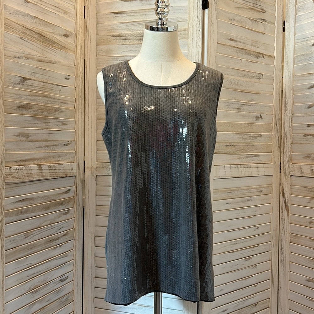 Chico's Travelers Sequined Sleeveless Tunic Tank